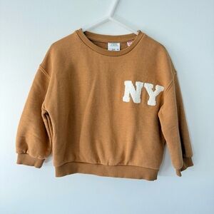 Brown/Tan Sweater Crew with NY Patch